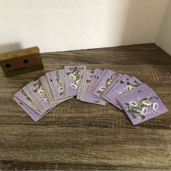 Vtg Claridge Purple Floral Playing Cards - Picture 4 of 10